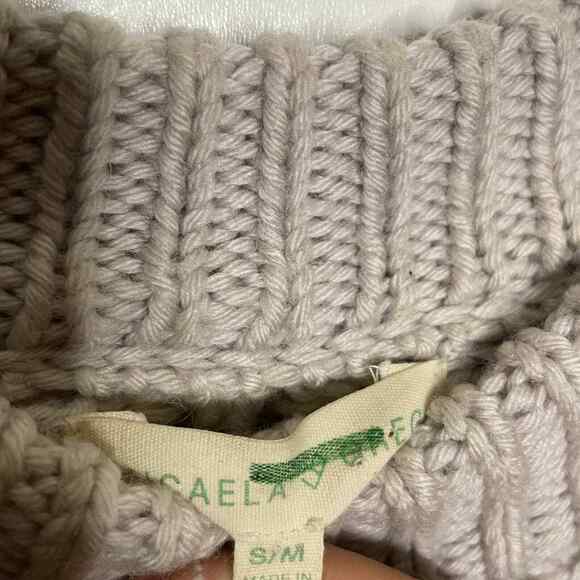 Chunky Wool Fisherman Sweater 100% Wool Gray Hand Knit Style Small Macaela Greg - Picture 5 of 7